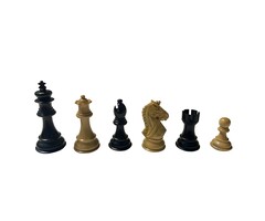 Wood Expressions Chess Pieces - Luxury Staunton Bridle Knight  Ebonized/Boxwood (4" King)