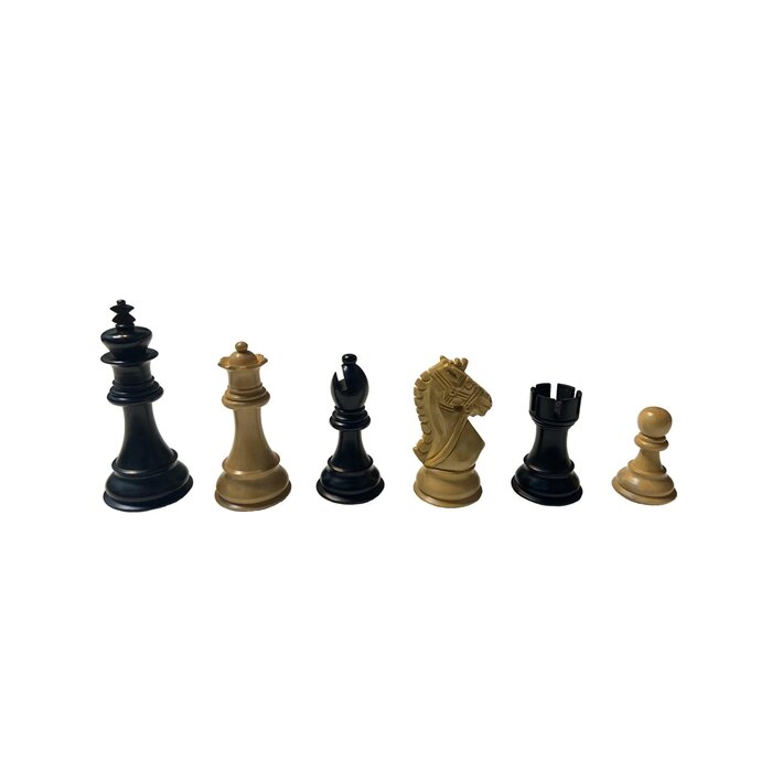 Wood Expressions Chess Pieces - Luxury Staunton Bridle Knight Ebonized/Boxwood (4" King)