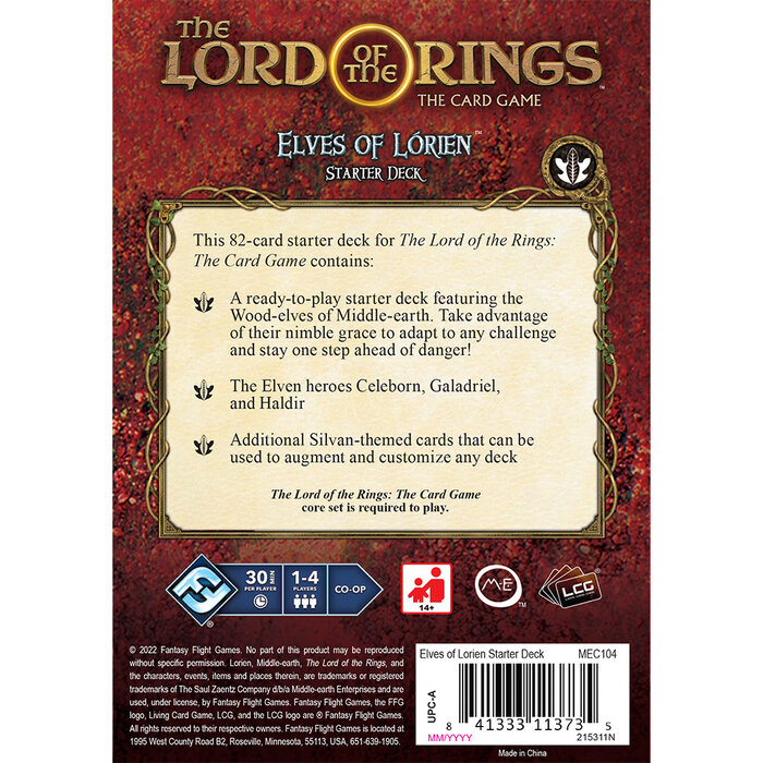 Fantasy Flight Games The Lord of the Rings LCG: Starter Deck Elves of Lórien
