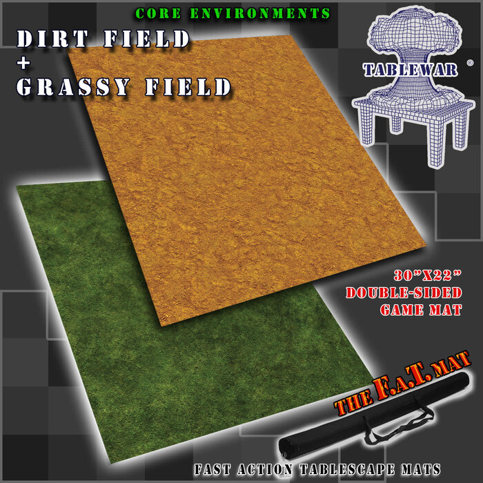 Table War Playmat - F.A.T. Mats (Fatmats): 30" x 22" Dirt Field/Grassy Field