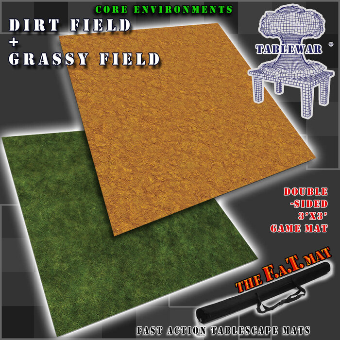 Table War Playmat - F.A.T. Mats (Fatmats): 3' x 3' Dirt Field/Grassy Field