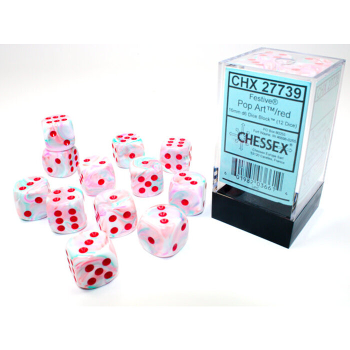 Chessex 12d6 Dice Block (16mm): Festive (Assorted Colours)