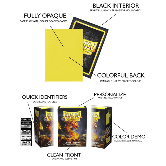 Arcane Tinmen Sleeves - 63x88mm - Dragon Shield - 100/pk - Dual Matte - Lightning