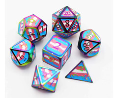 Foam Brain Games 7-Piece Metal RPG Dice Set: Pride Collection