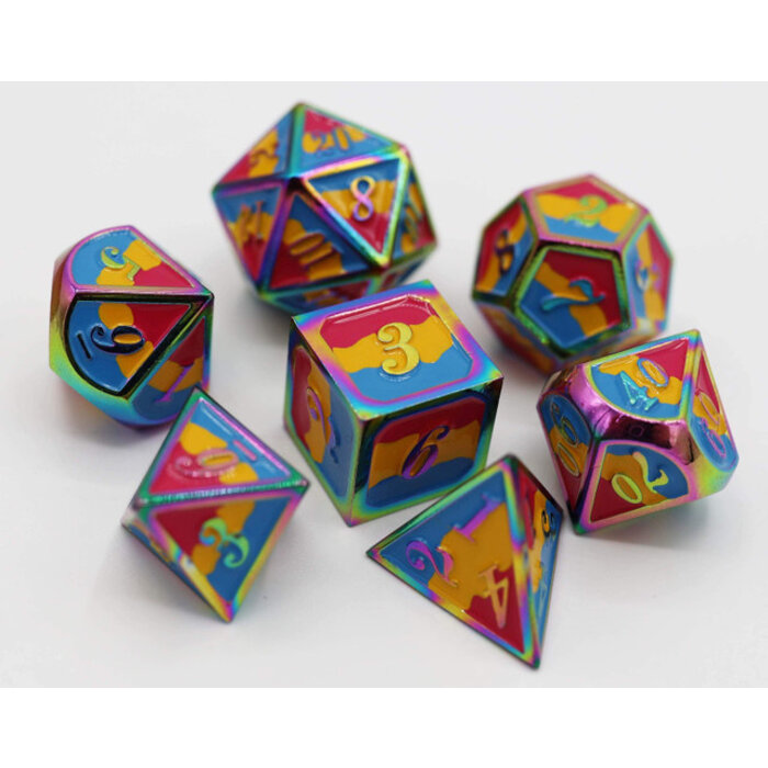 Foam Brain Games 7-Piece Metal RPG Dice Set: Pride Collection