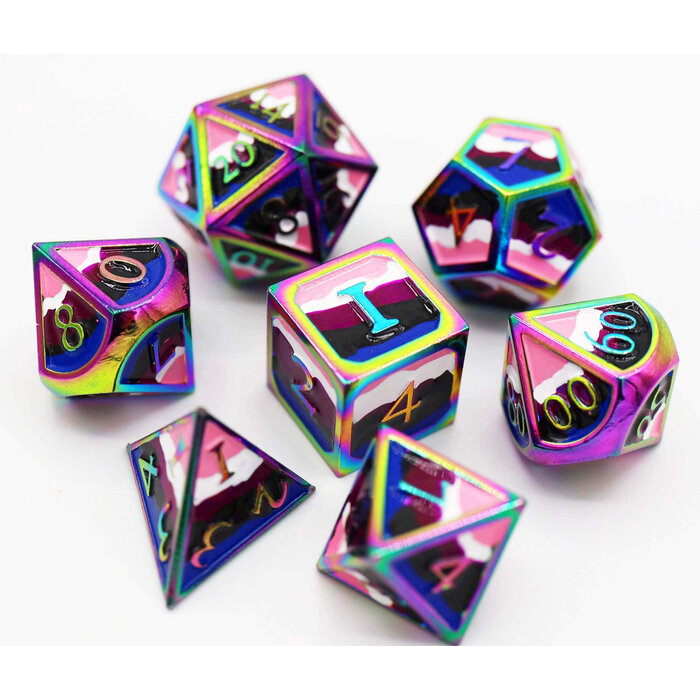 Foam Brain Games 7-Piece Metal RPG Dice Set: Pride Collection