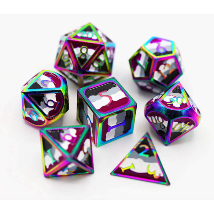 Foam Brain Games 7-Piece Metal RPG Dice Set: Pride Collection