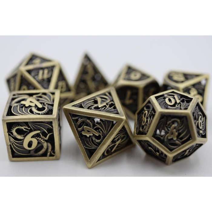 Foam Brain Games 7-Piece Hollow Metal RPG Dice Set: Dragon