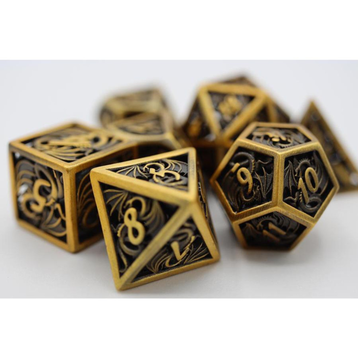 Foam Brain Games 7-Piece Hollow Metal RPG Dice Set: Dragon