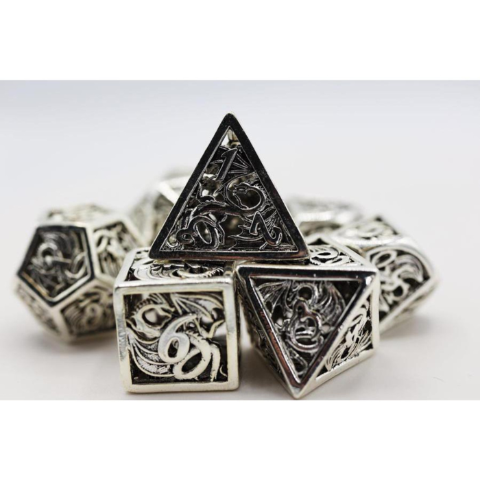 Foam Brain Games 7-Piece Hollow Metal RPG Dice Set: Dragon