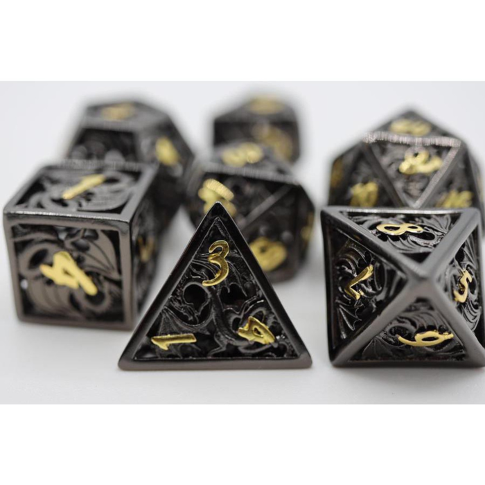 Foam Brain Games 7-Piece Hollow Metal RPG Dice Set: Dragon