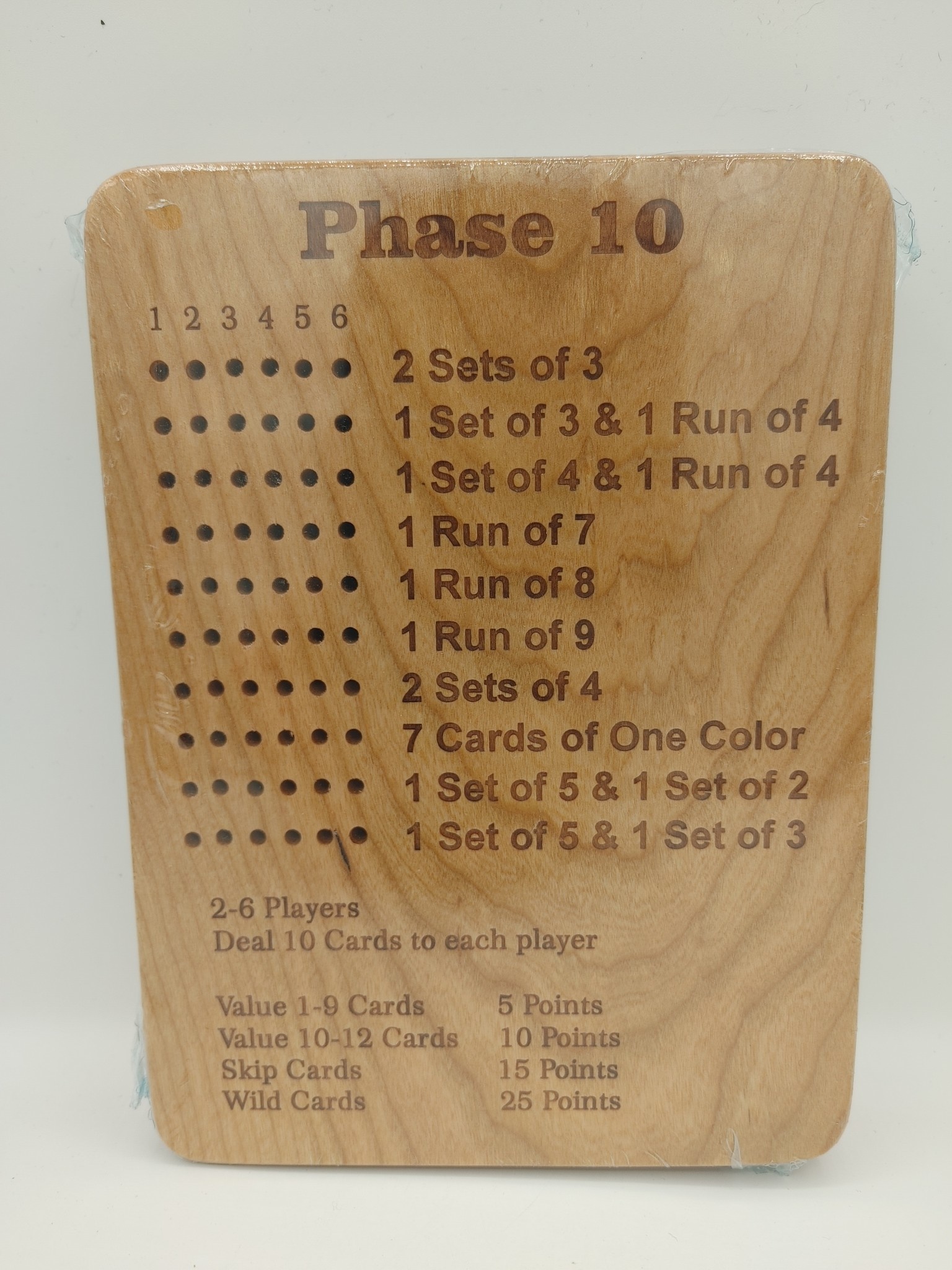 Wooden Phase 10 Board