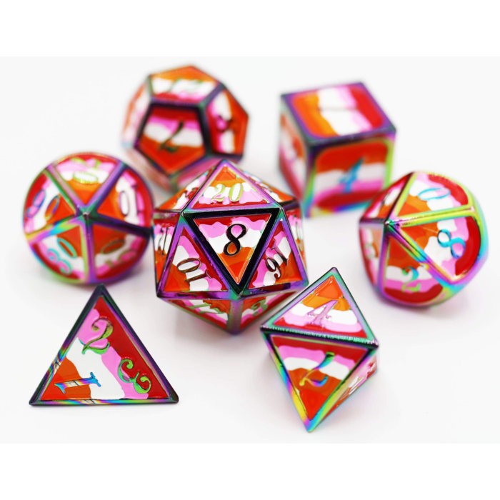 Foam Brain Games 7-Piece Metal RPG Dice Set: Pride Collection
