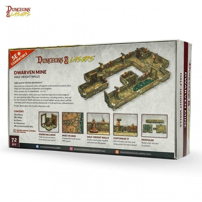 Archon Studio Dungeons & Lasers: Dwarven Mine - Half-Height Walls