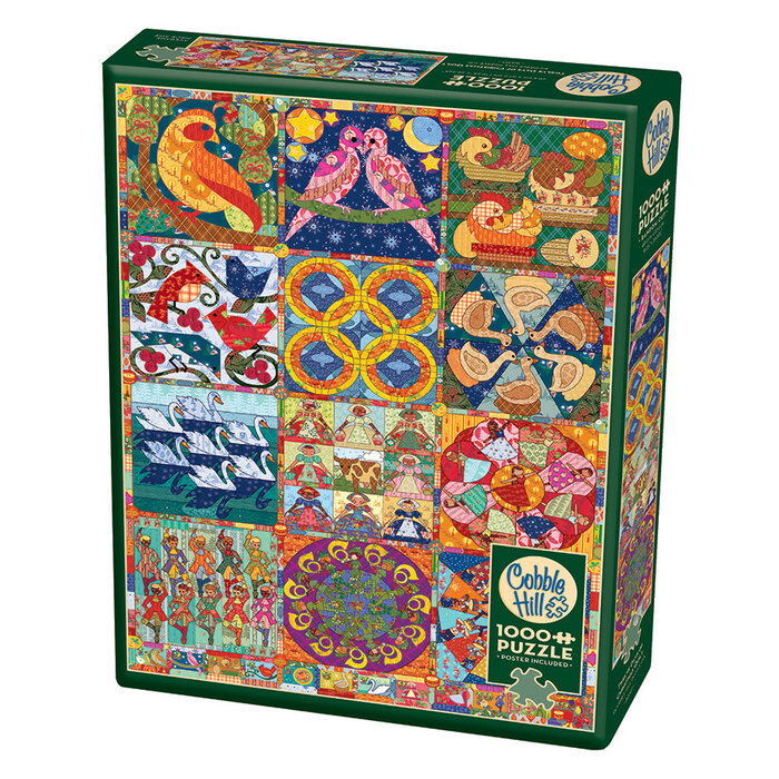 Cobble Hill Puzzles 1000 pcs - Twelve Days of Christmas Quilts