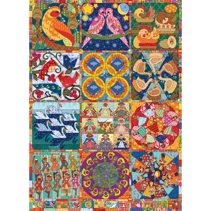 Cobble Hill Puzzles 1000 pcs - Twelve Days of Christmas Quilts