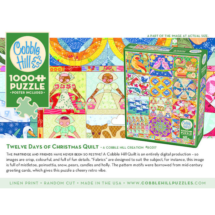 Cobble Hill Puzzles 1000 pcs - Twelve Days of Christmas Quilts