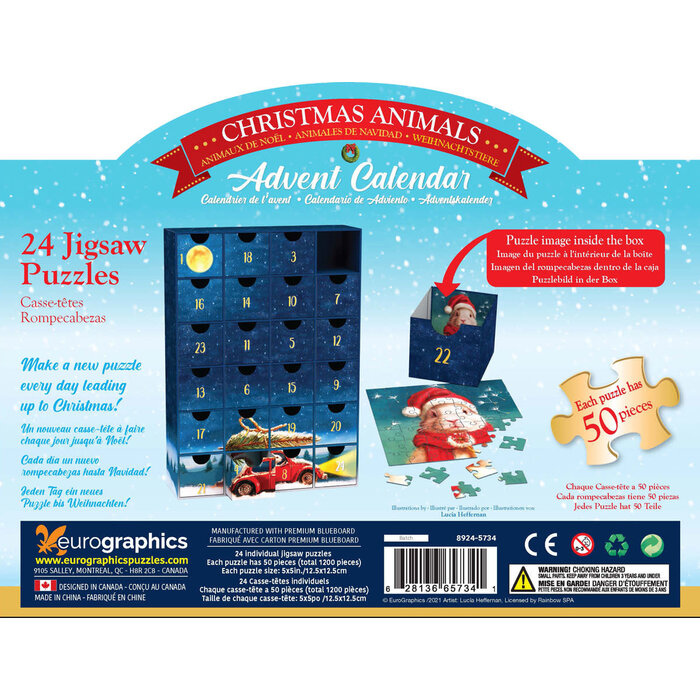 Eurographics 24x50 pcs - Funny Animals Puzzle Advent Calendar