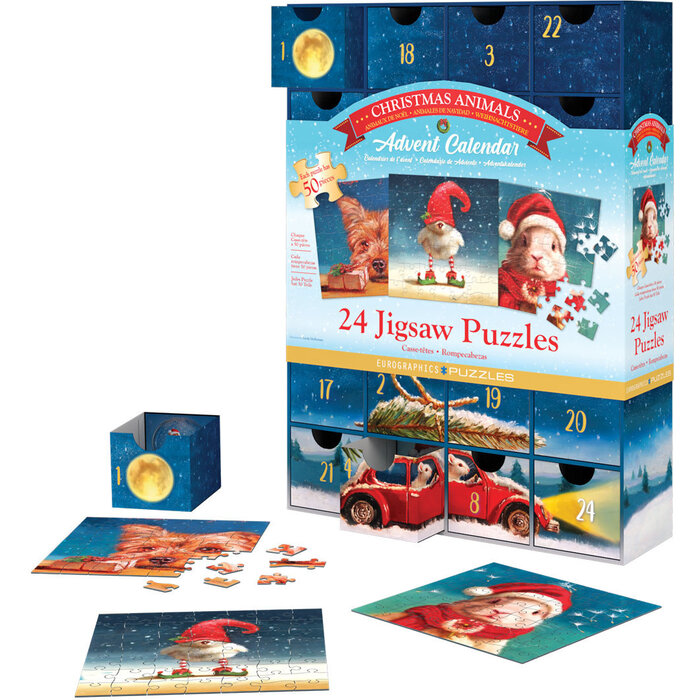 Eurographics 24x50 pcs - Funny Animals Puzzle Advent Calendar