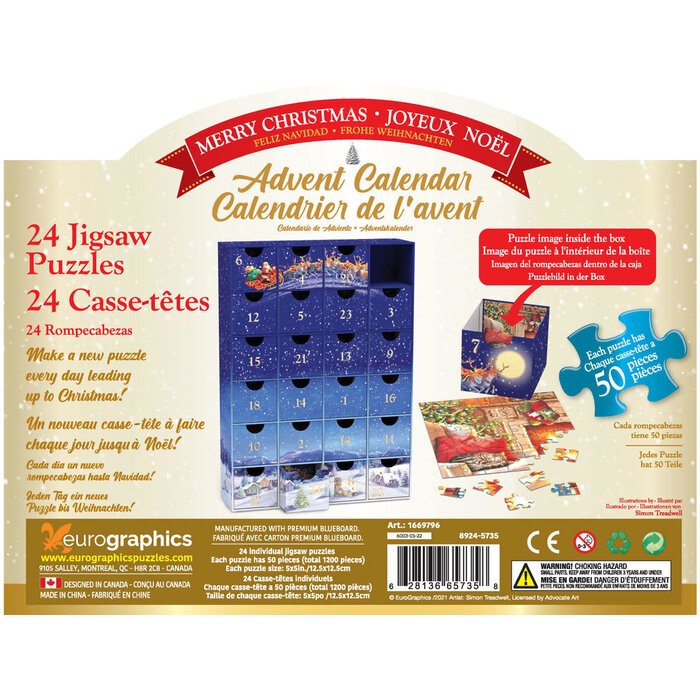 Eurographics 24x50 pcs - Classic Christmas Puzzle Advent Calendar