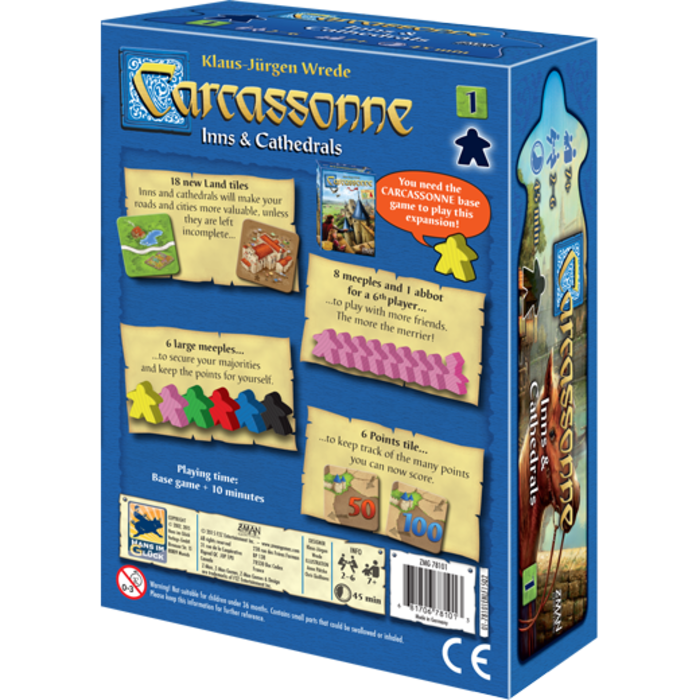 Z-Man Games Carcassonne Second Edition Expansion 1: Inns & Cathedrals
