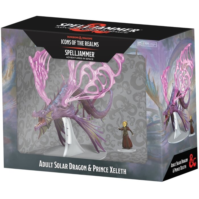 Wizkids/NECA LLC D&D Icons of the Realms: Adult Solar Dragon & Prince Xeleth Premium Painted Miniatures