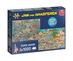Jumbo Puzzles 2 x 1000 pcs - Jan van Haasteren: Music Shop & Holiday Jitters