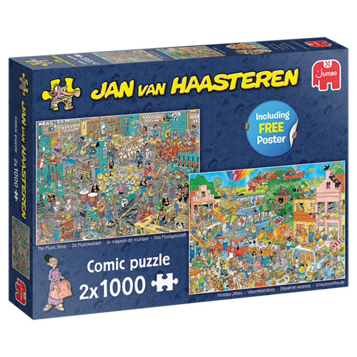 Jumbo Puzzles 2 x 1000 pcs - Jan van Haasteren: Music Shop & Holiday Jitters