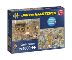 Jumbo Puzzles 2 x 1000 pcs - Jan van Haasteren: Rembrandt's Studio/Gallery of Curiosities (A Trip to the Museum )