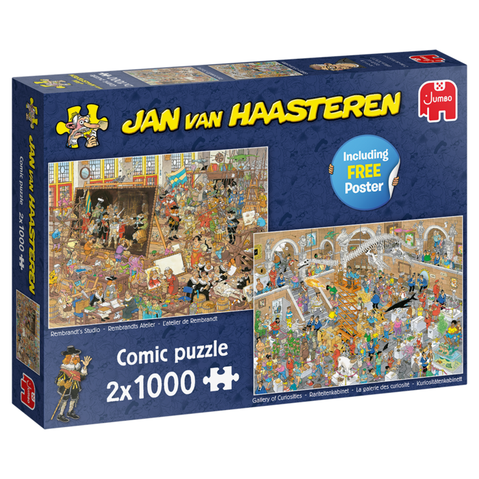 Jumbo Puzzles 2 x 1000 pcs - Jan van Haasteren: Rembrandt's Studio/Gallery of Curiosities (A Trip to the Museum )