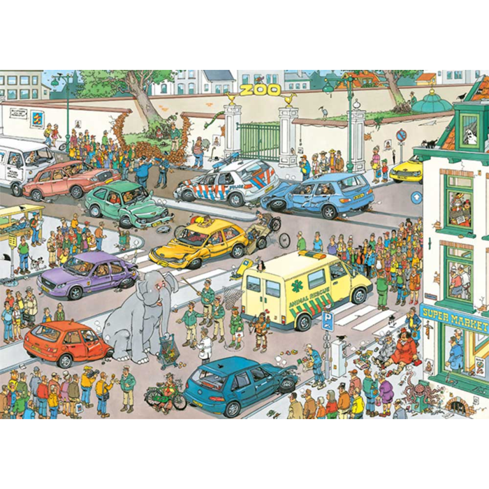 Jumbo Puzzles 1000 pcs - Jan van Haasteren: Jumbo Goes Shopping