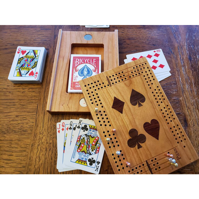 Unique Wood Products Travel Cribbage Board (Inlaid Suits)