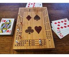 Unique Wood Products Travel Cribbage Board (Inlaid Suits)