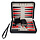Backgammon Set 9" Black Leatherette with Grey Stripe