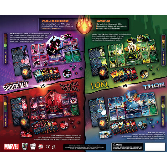The OP Marvel Dice Throne: 4 Hero Box - Scarlet Witch, Thor, Loki and Spiderman