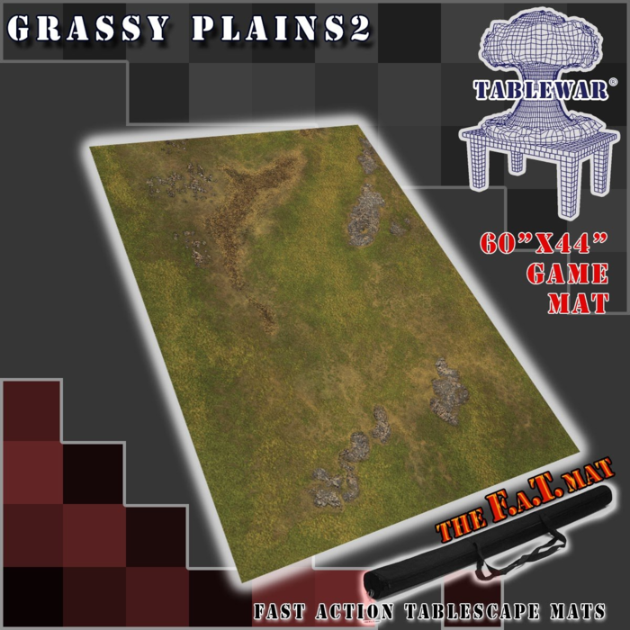 Table War Playmat - F.A.T. Mats (Fatmats): 60" x 44" Grassy Plains 2