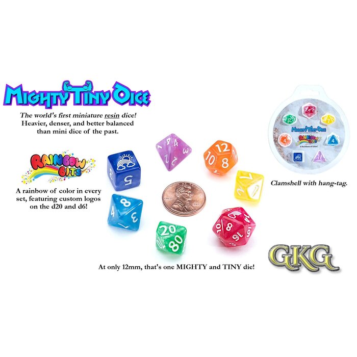 Gate Keeper Games 7-Piece Mini Dice Set (12mm): Mighty Tiny