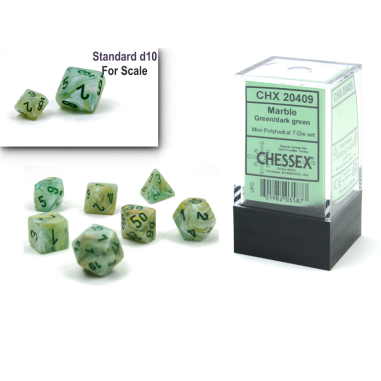 7Piece MiniPolyhedral RPG Dice Set Marble Boardgames.ca