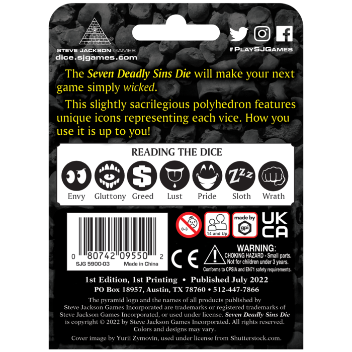 Steve Jackson Games Seven Deadly Sins D7
