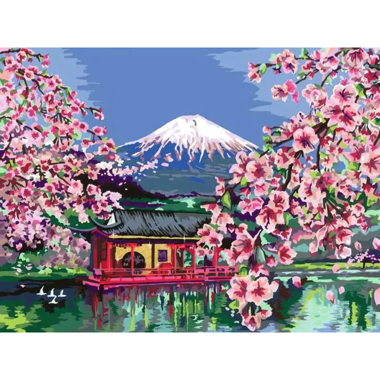 Paint by Numbers Japanese Cherry Blossom Boardgames.ca