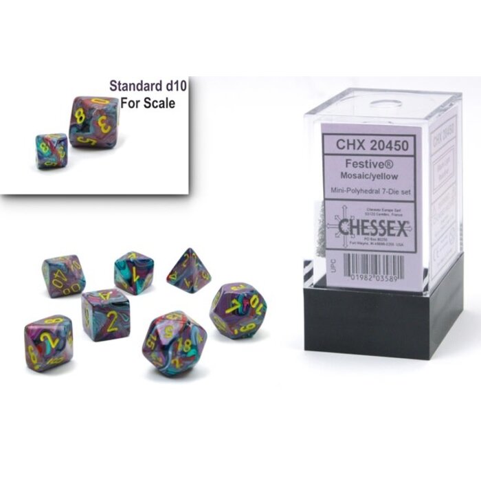 Chessex 7-Piece Mini-Polyhedral RPG Dice Set Festive