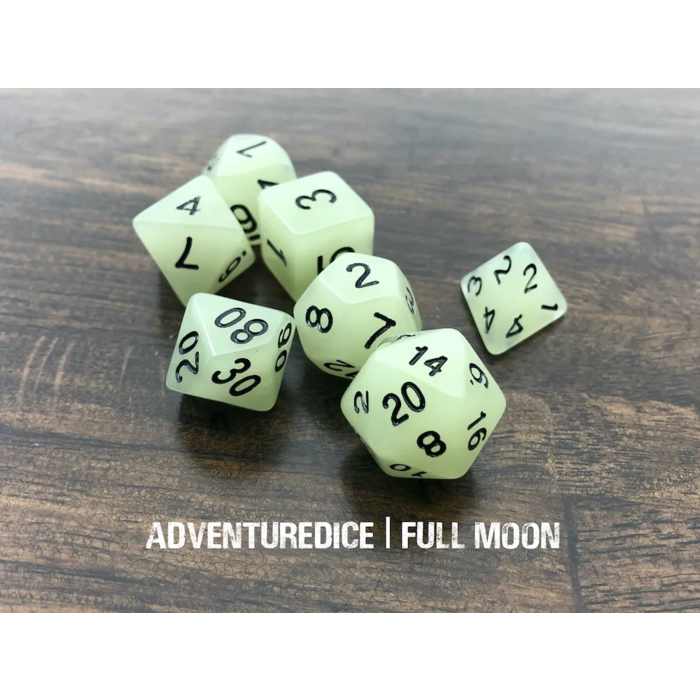 Adventure Dice 7-Piece RPG Dice Set: Glow in the Dark