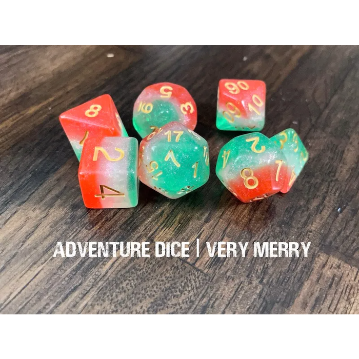 Adventure Dice 7-Piece RPG Dice Set: Happy Words