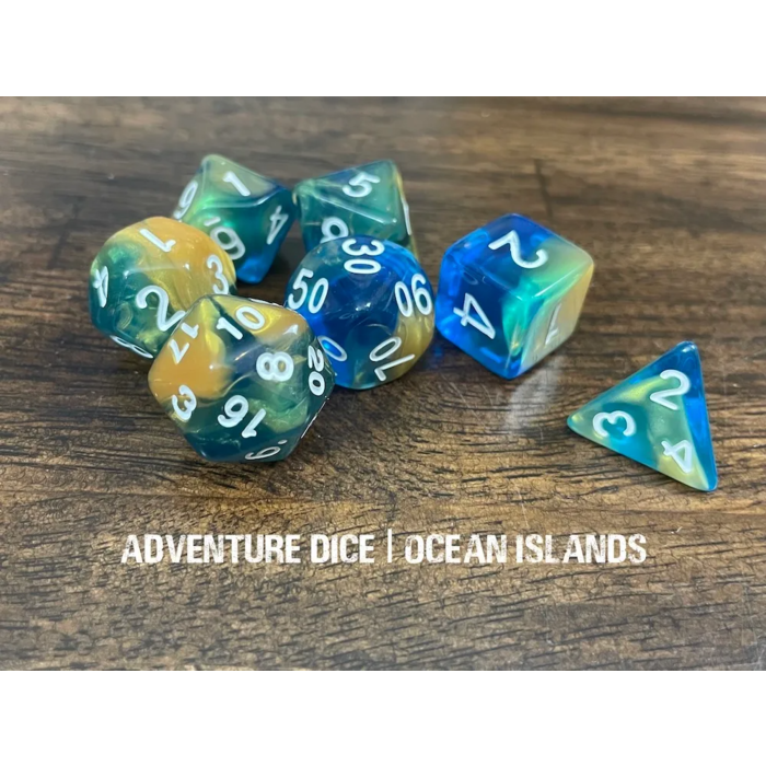 Adventure Dice 7-Piece RPG Dice Set: Water Themed