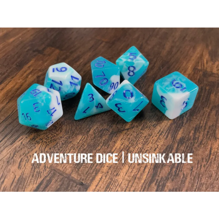 Adventure Dice 7-Piece RPG Dice Set: Water Themed