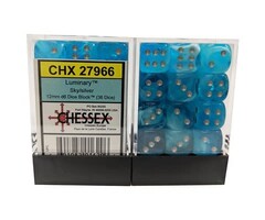 Chessex 36d6 Dice Block (12mm): Luminary (Assorted Colours) Sky w/ Silver