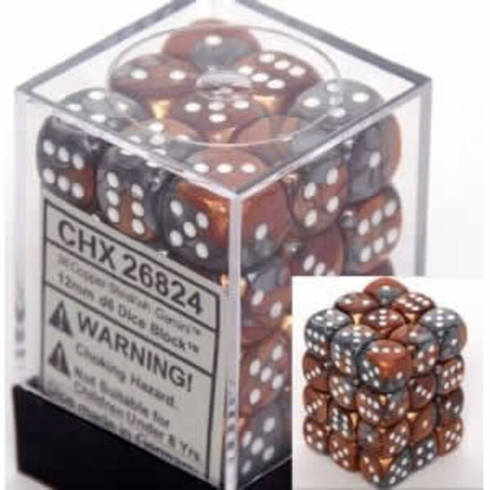 Chessex 36d6 Dice Block (12mm): Gemini White Pipped (Assorted Colours)