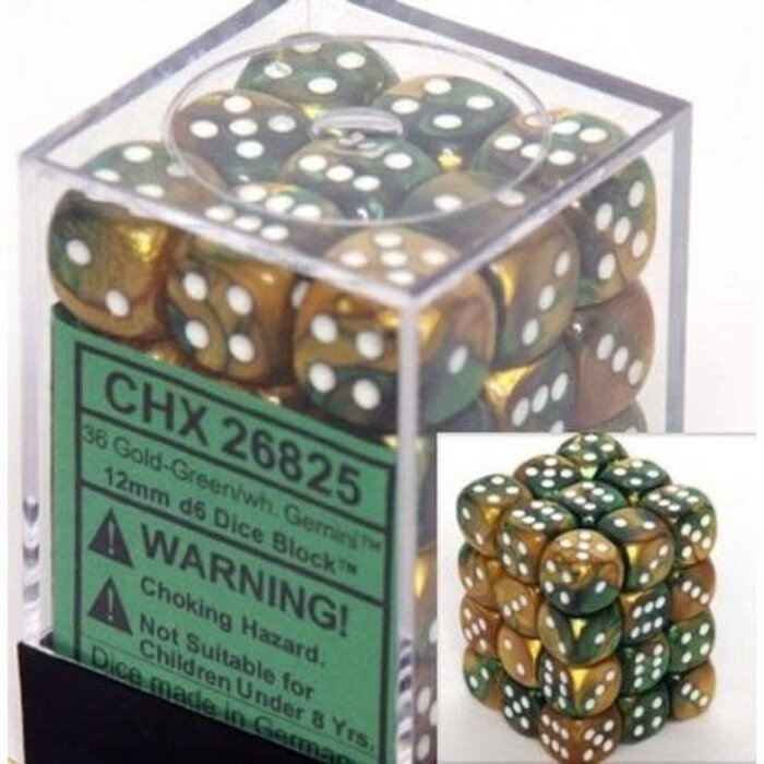 Chessex 36d6 Dice Block (12mm): Gemini White Pipped (Assorted Colours)