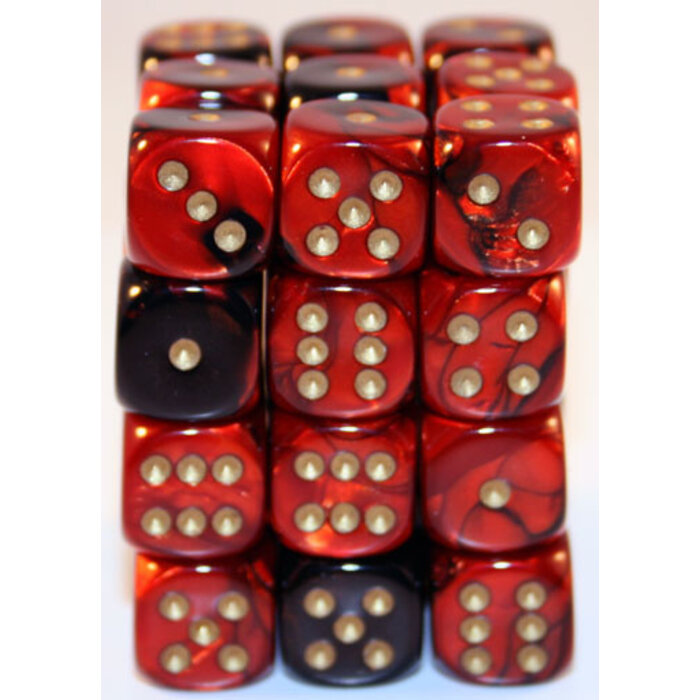 Chessex 36d6 Dice Block (12mm): Gemini Gold Pipped (Assorted Colours)