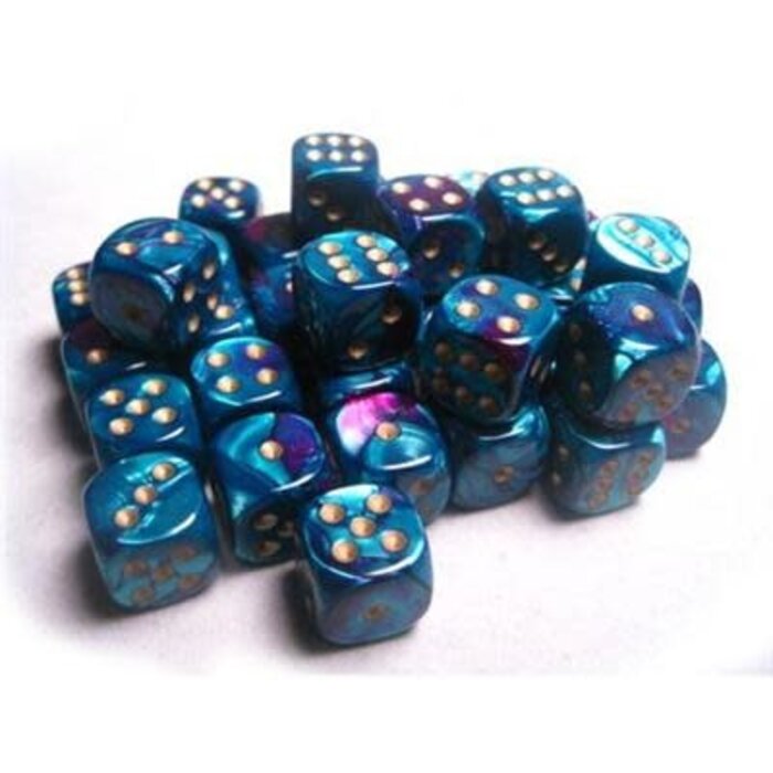 Chessex 36d6 Dice Block (12mm): Gemini Gold Pipped (Assorted Colours)
